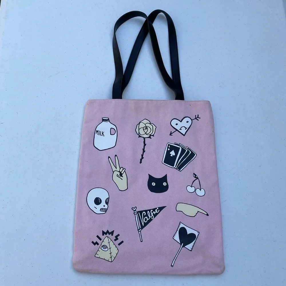 Rare Valfre Shoulder Bag Purse Pink Milk Bruno Cat Peace Sign - Picture 4 of 7